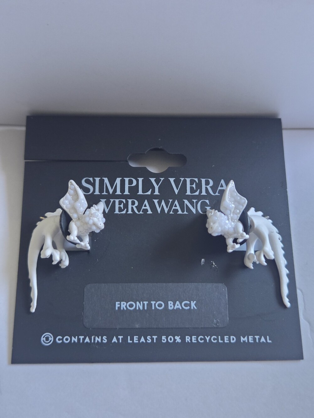 Simply Vera Wang White and Black Dragon Stud Earrings